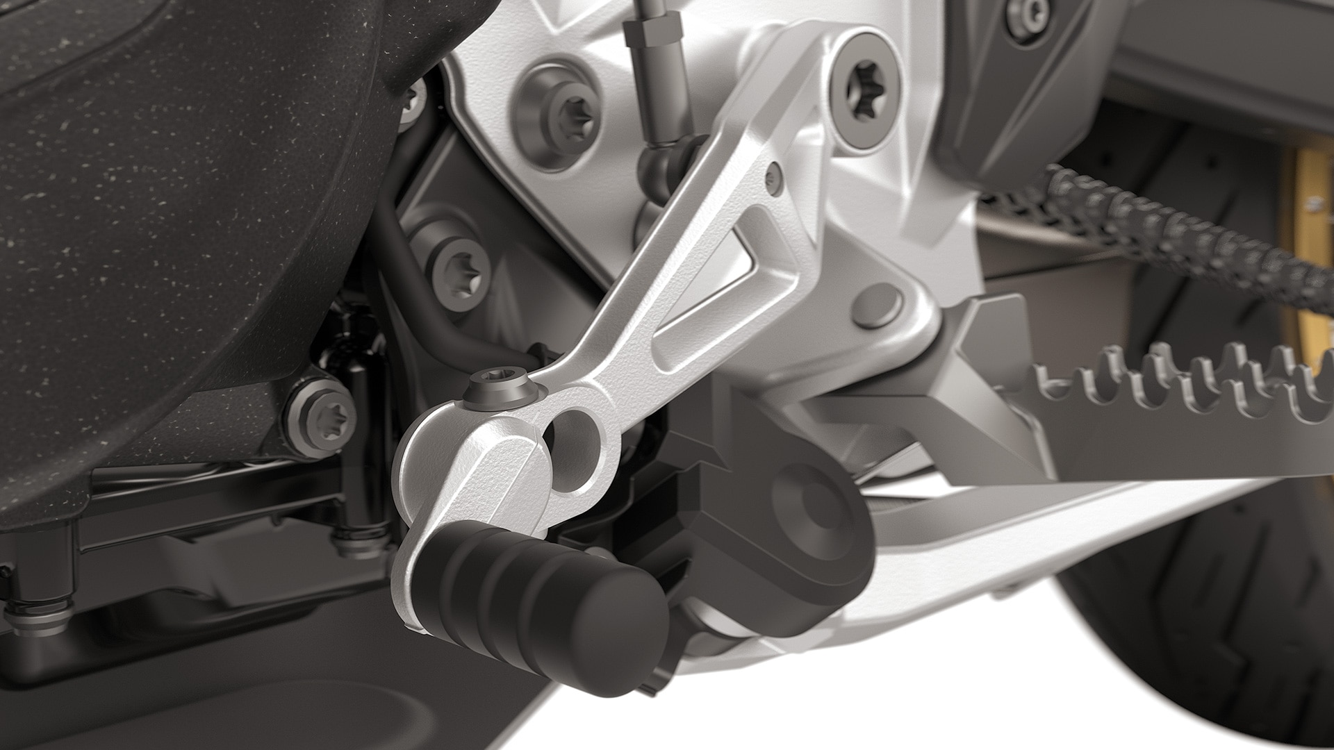 Le levier de frein et la pédale de sélection réglables sont présents de série sur la F 900 GS de BMW Motorrad