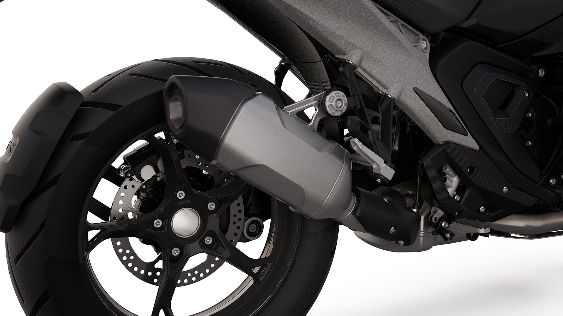 The standard rear silencer of the R 1300 GS from BMW Motorrad